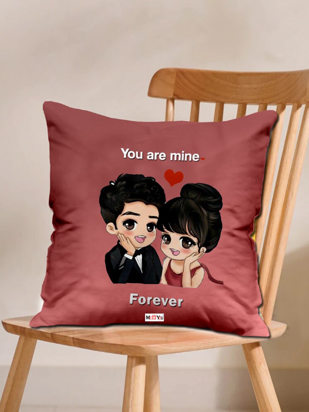 

ME & YOU Mauve 2 Pieces Printed Cushion With Cushion Cover