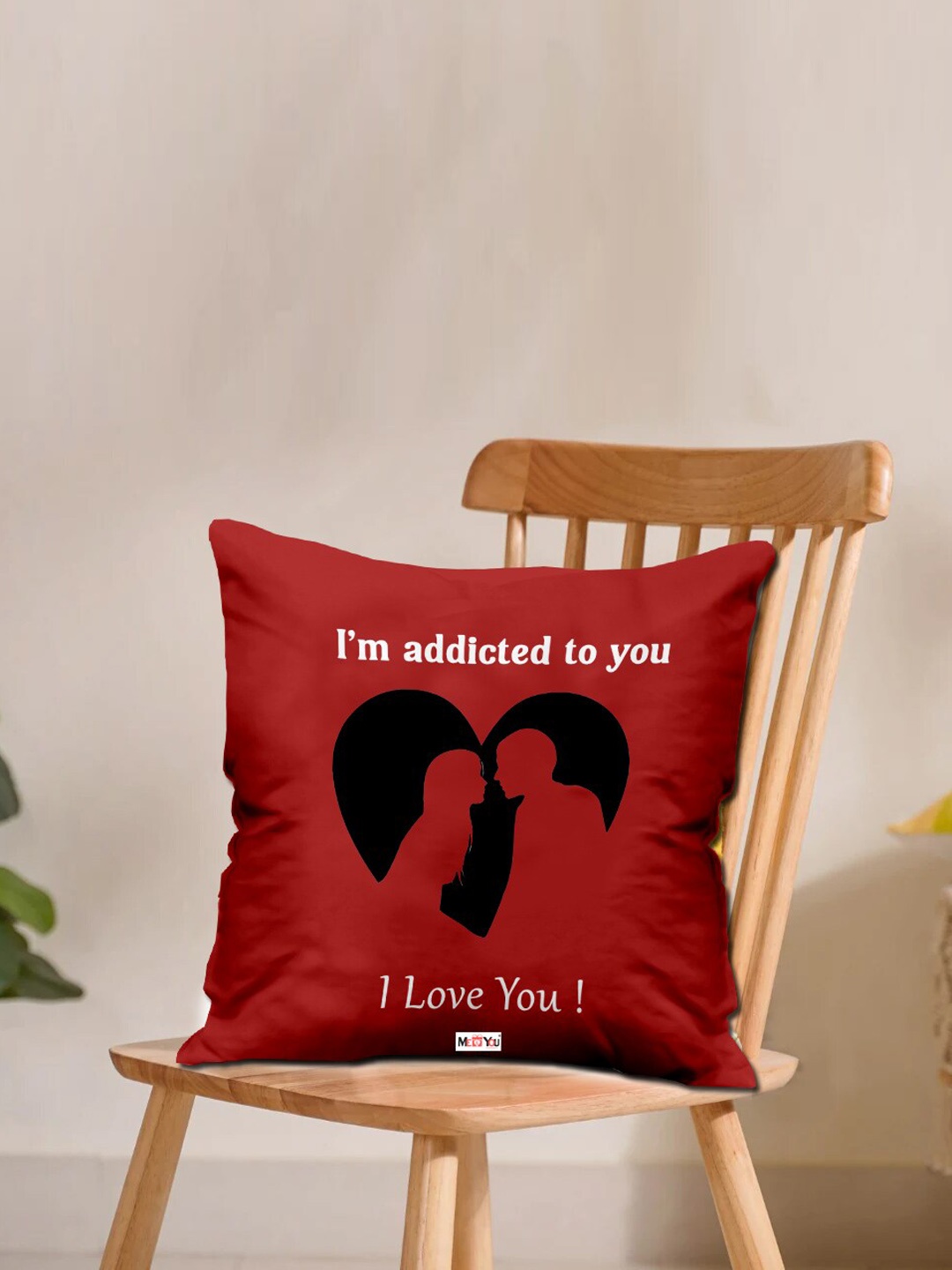 

ME & YOU Red 2 Pieces Printed Cushion With Cushion Cover