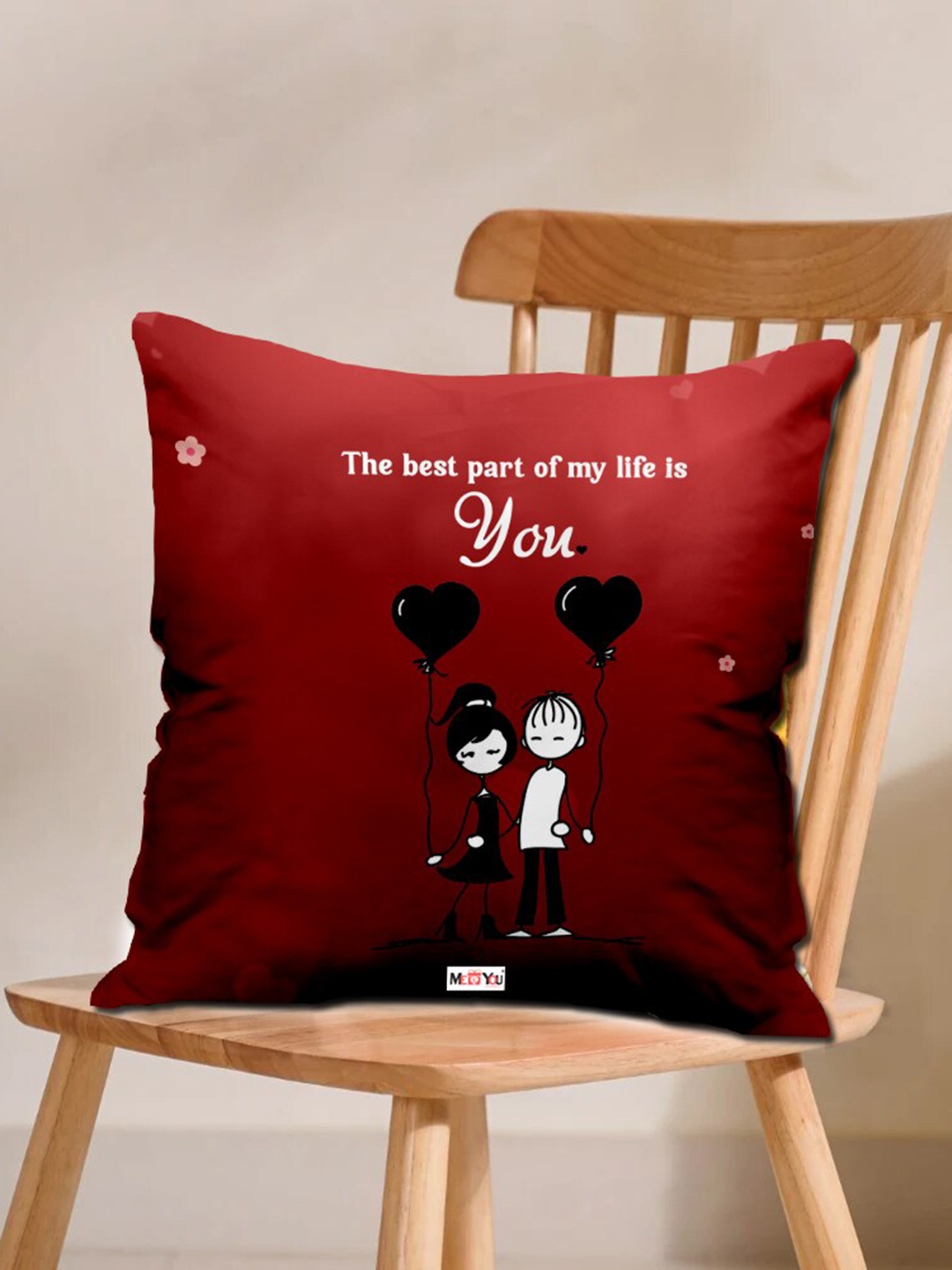

ME & YOU Maroon 2 Pieces Printed Cushion With Cushion Cover