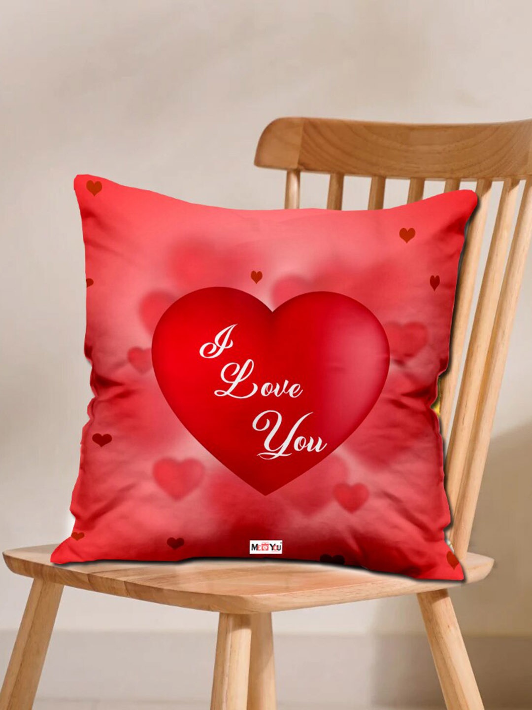 

ME & YOU Red 2 Pieces Printed Cushion With Cushion Cover