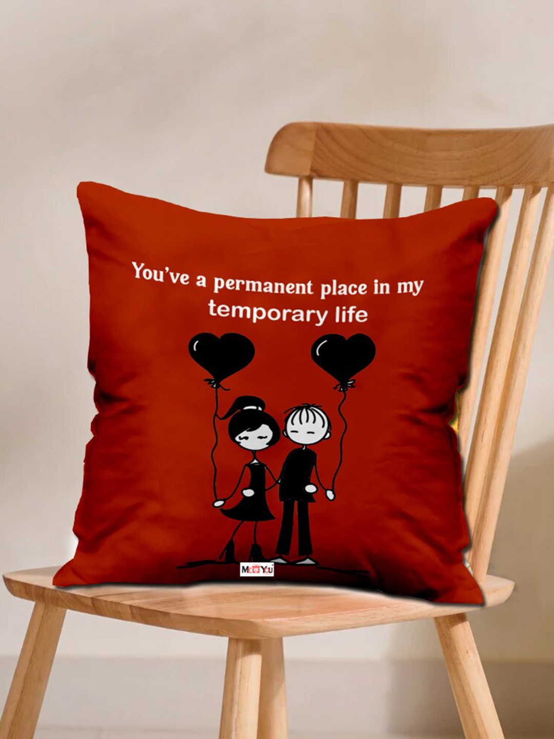 

ME & YOU Red & Black Printed Love Quoted Cushions