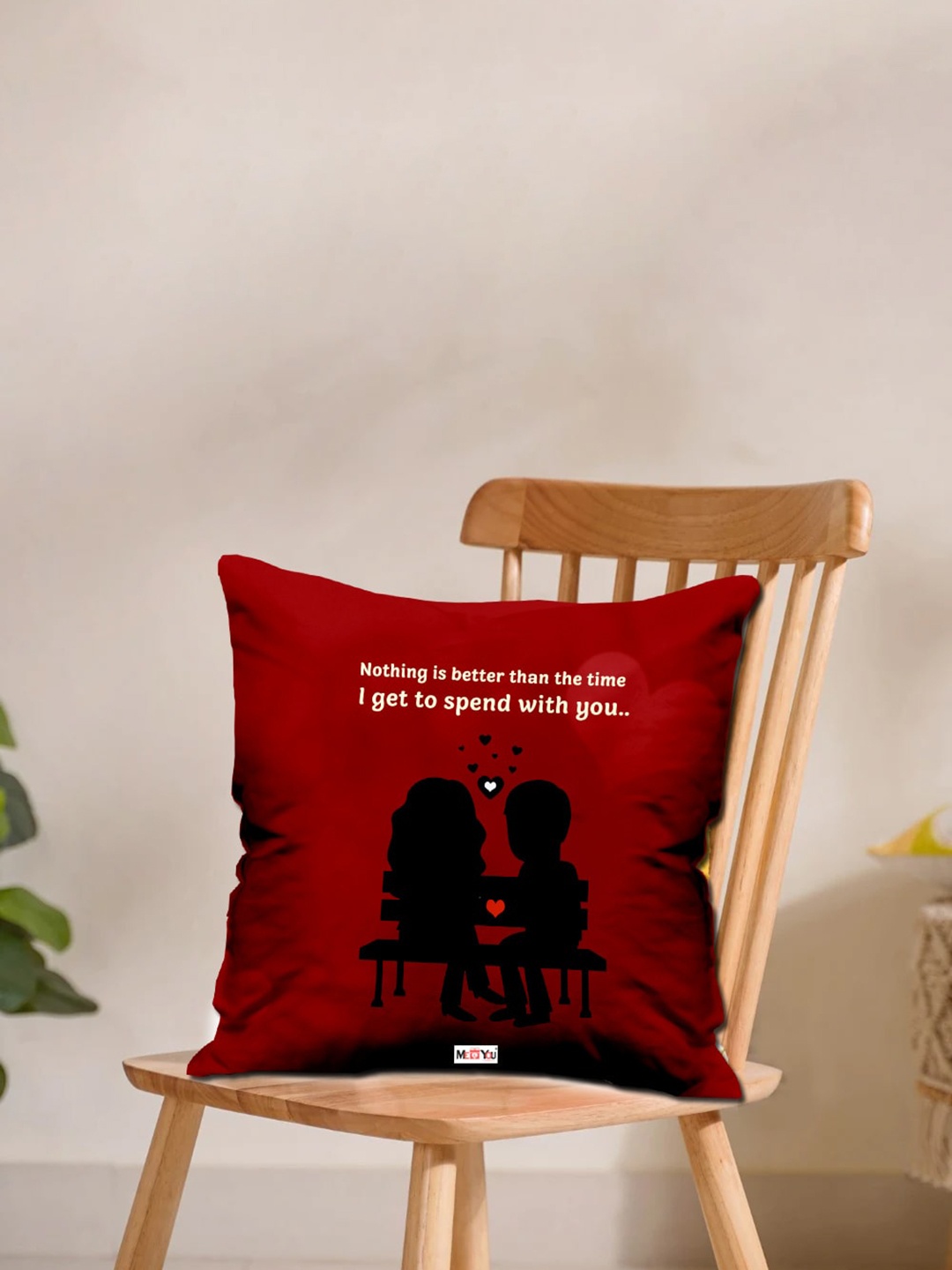 

ME & YOU Red & Black Printed Square Cushion