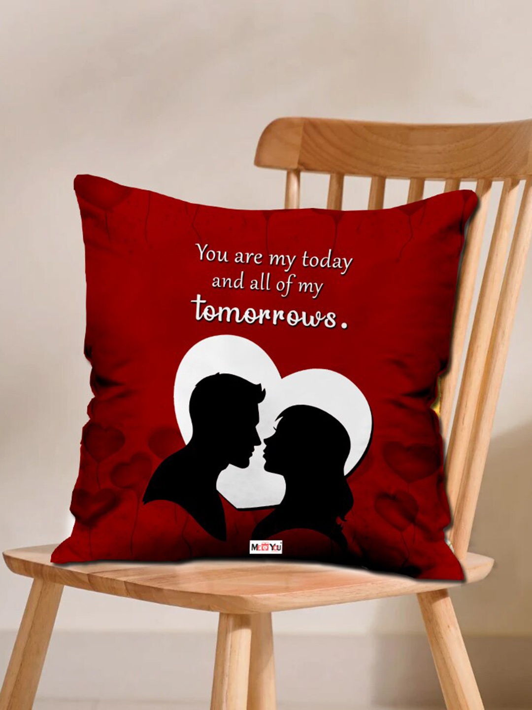 

ME & YOU Maroon & Black Printed Square Cushion