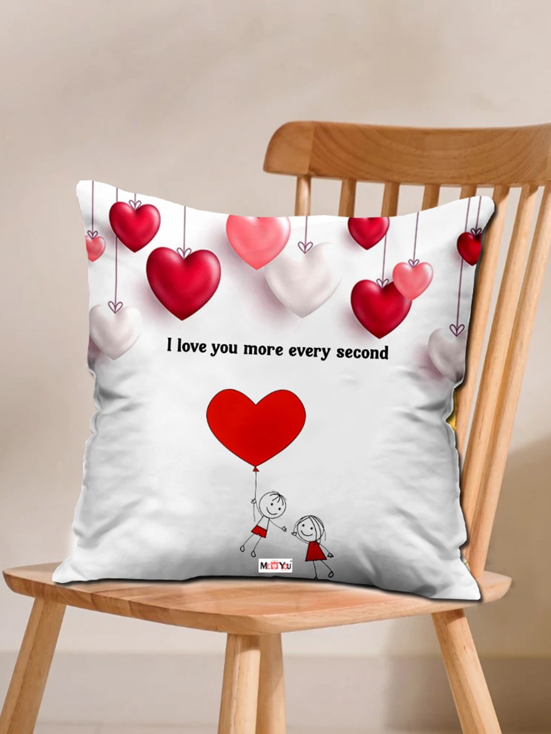 

ME & YOU White & Red Printed Square Cushion