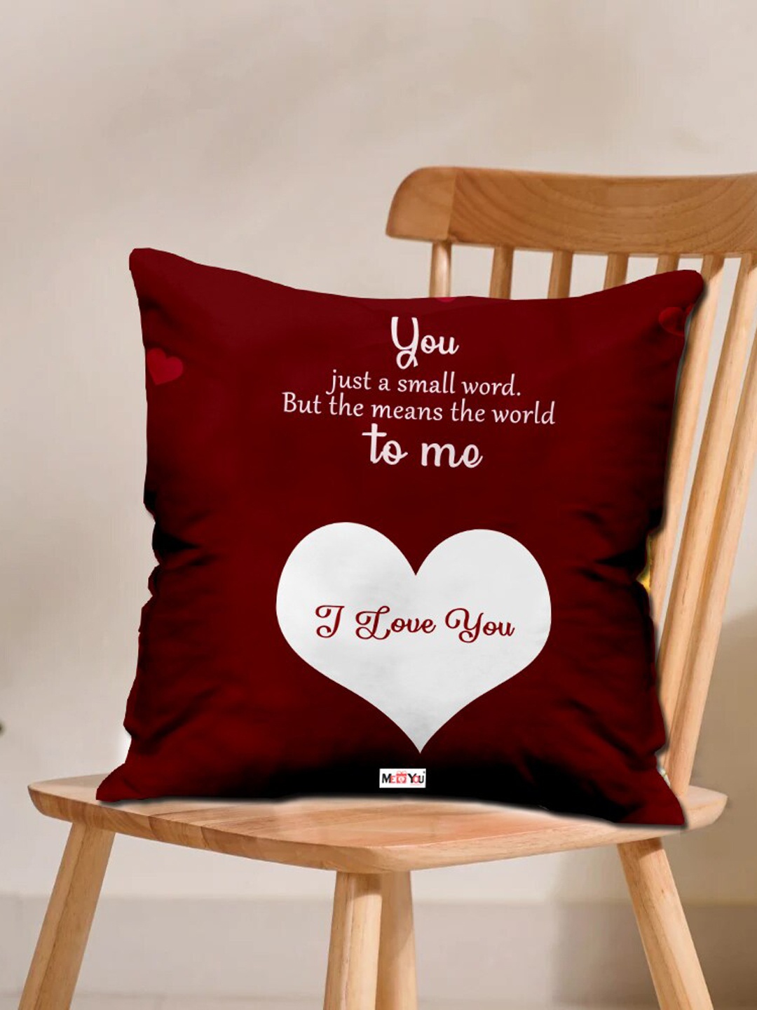 

ME & YOU Maroon & White Printed Square Cushion