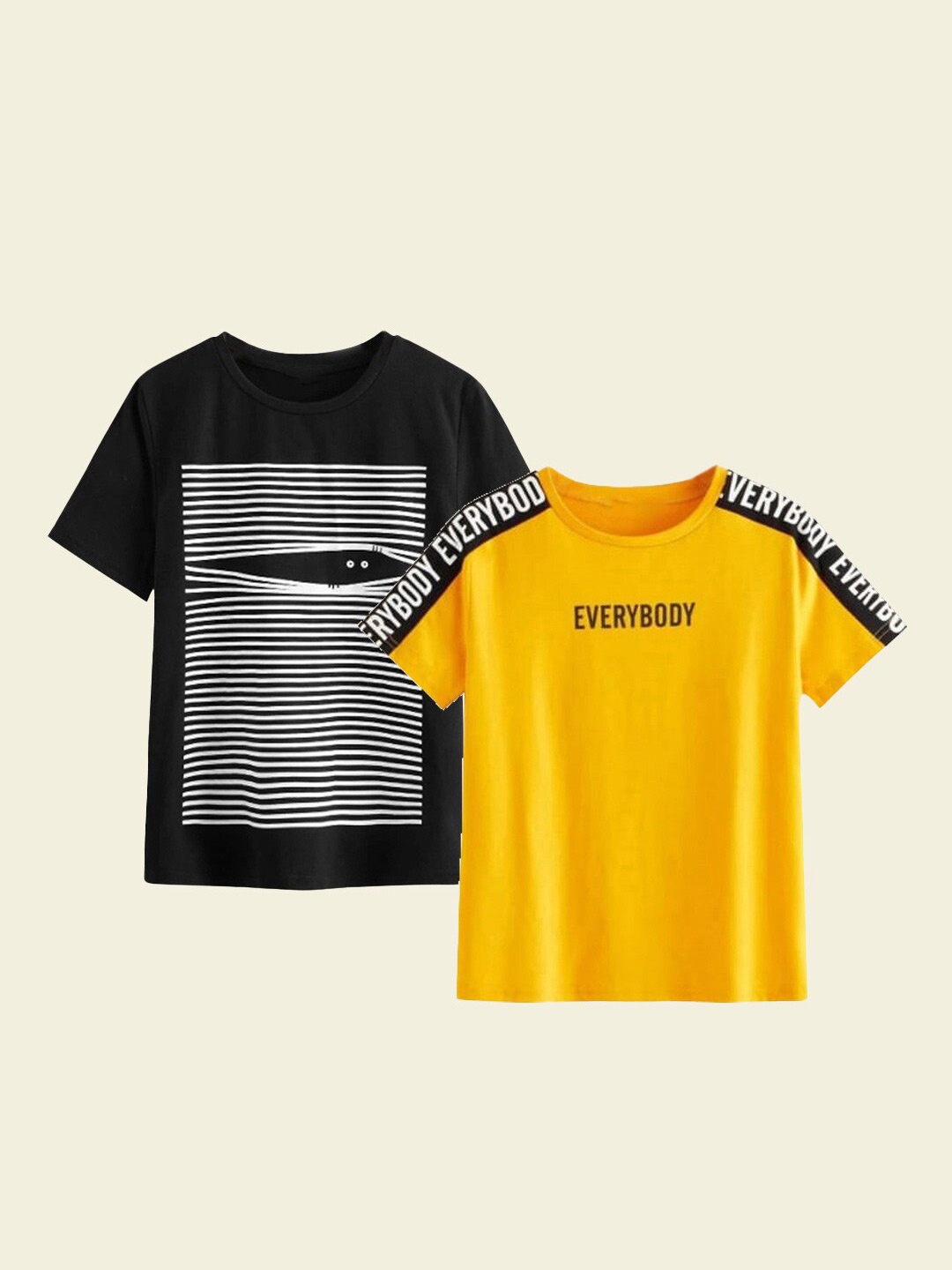 

BAESD Boys Pack of 2 Printed Pure Cotton T-shirts, Black