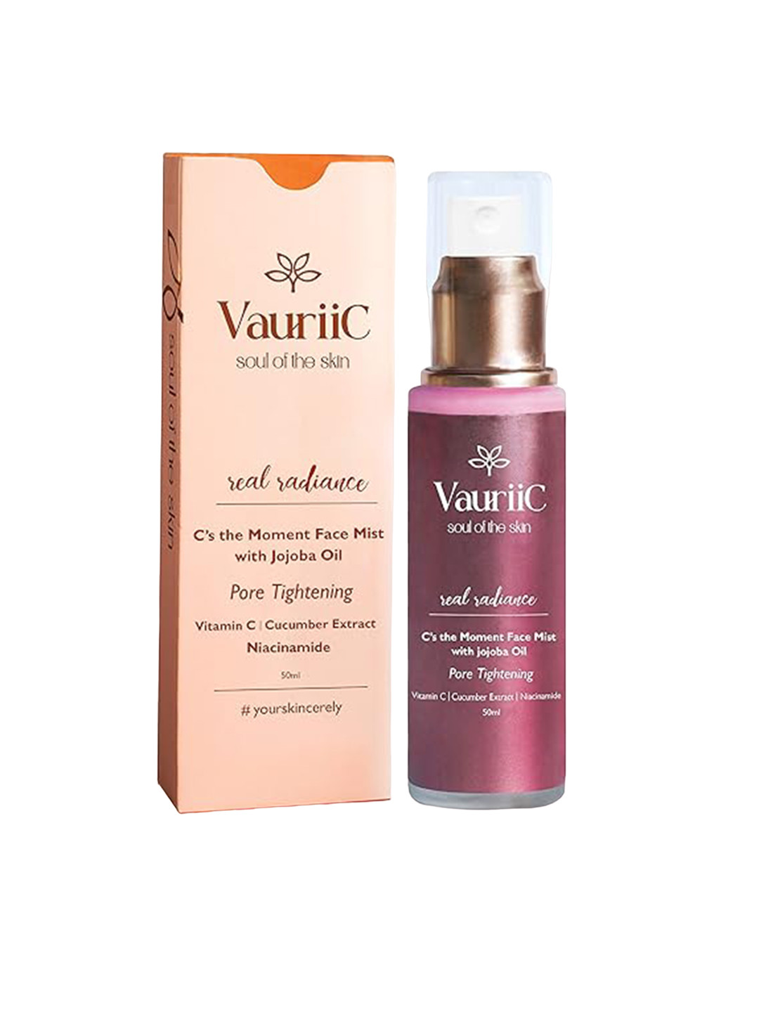 

VauriiC Real Radiance Cucumber & Vitamin C Face Mist For Pore Tightening - 50ml, Purple