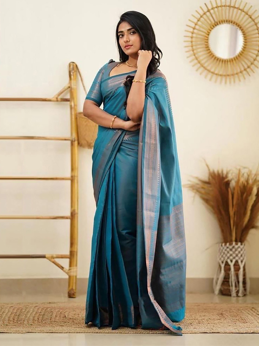 

Aldwych Woven Design Designer Banarasi Saree, Teal
