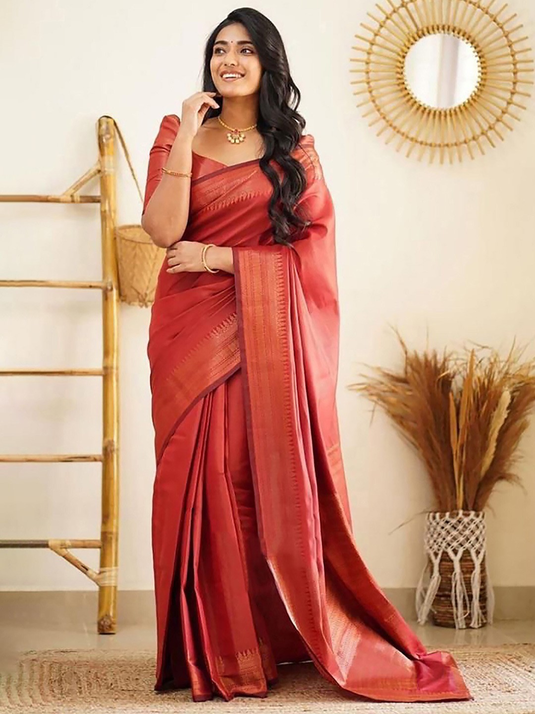 

Aldwych Woven Design Designer Banarasi Saree, Red