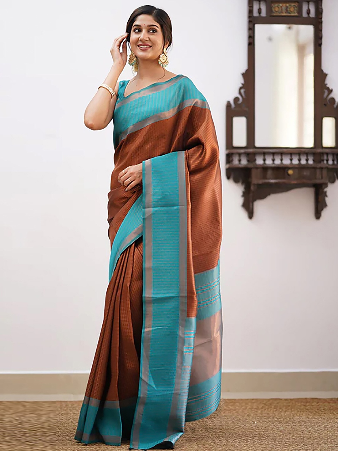 

Aldwych Woven Design Designer Banarasi Saree, Brown