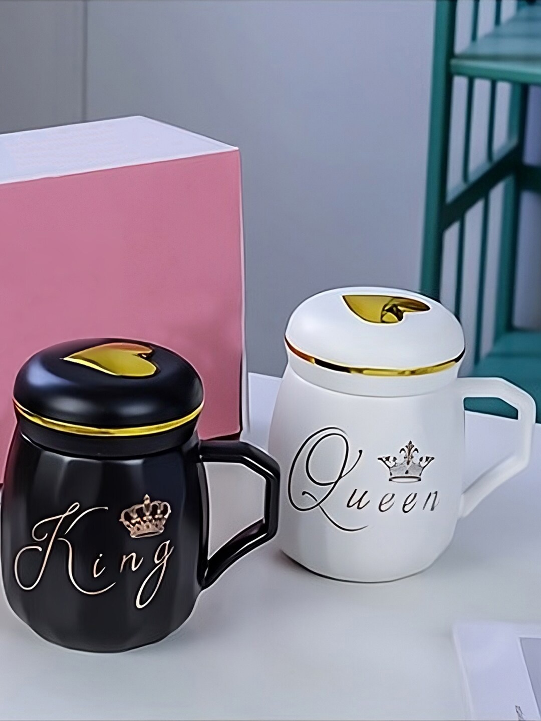 

BonZeaL Black & White 2 Pieces Text or Slogans Printed Ceramic Mugs 250 ml