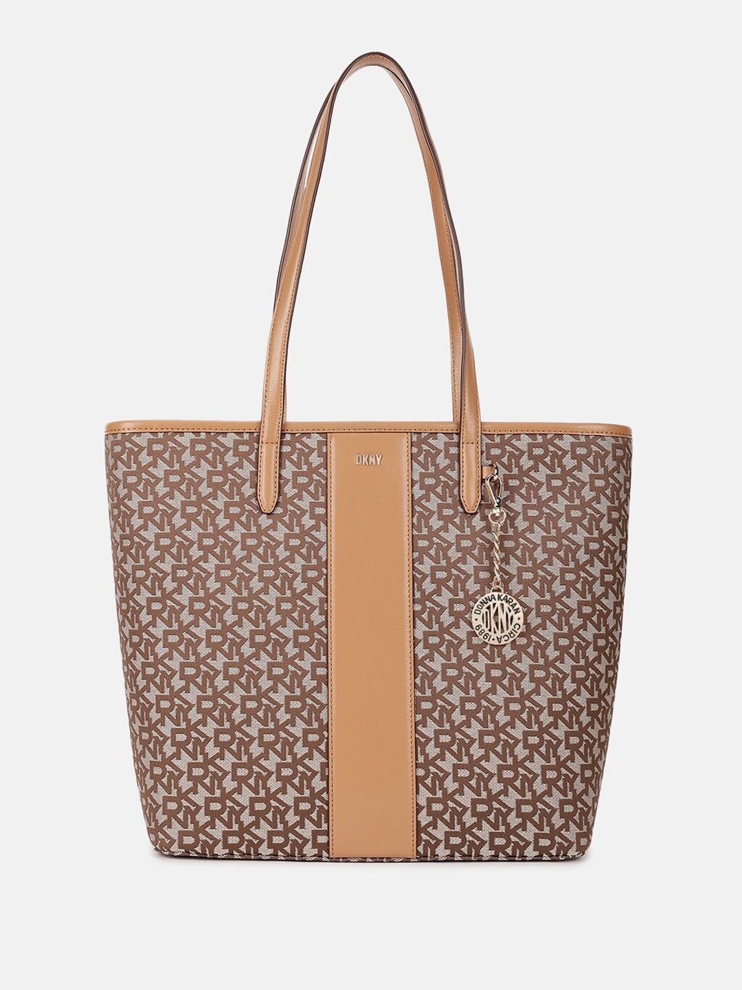 

DKNY Typography Printed Structured Tote Bag, Beige