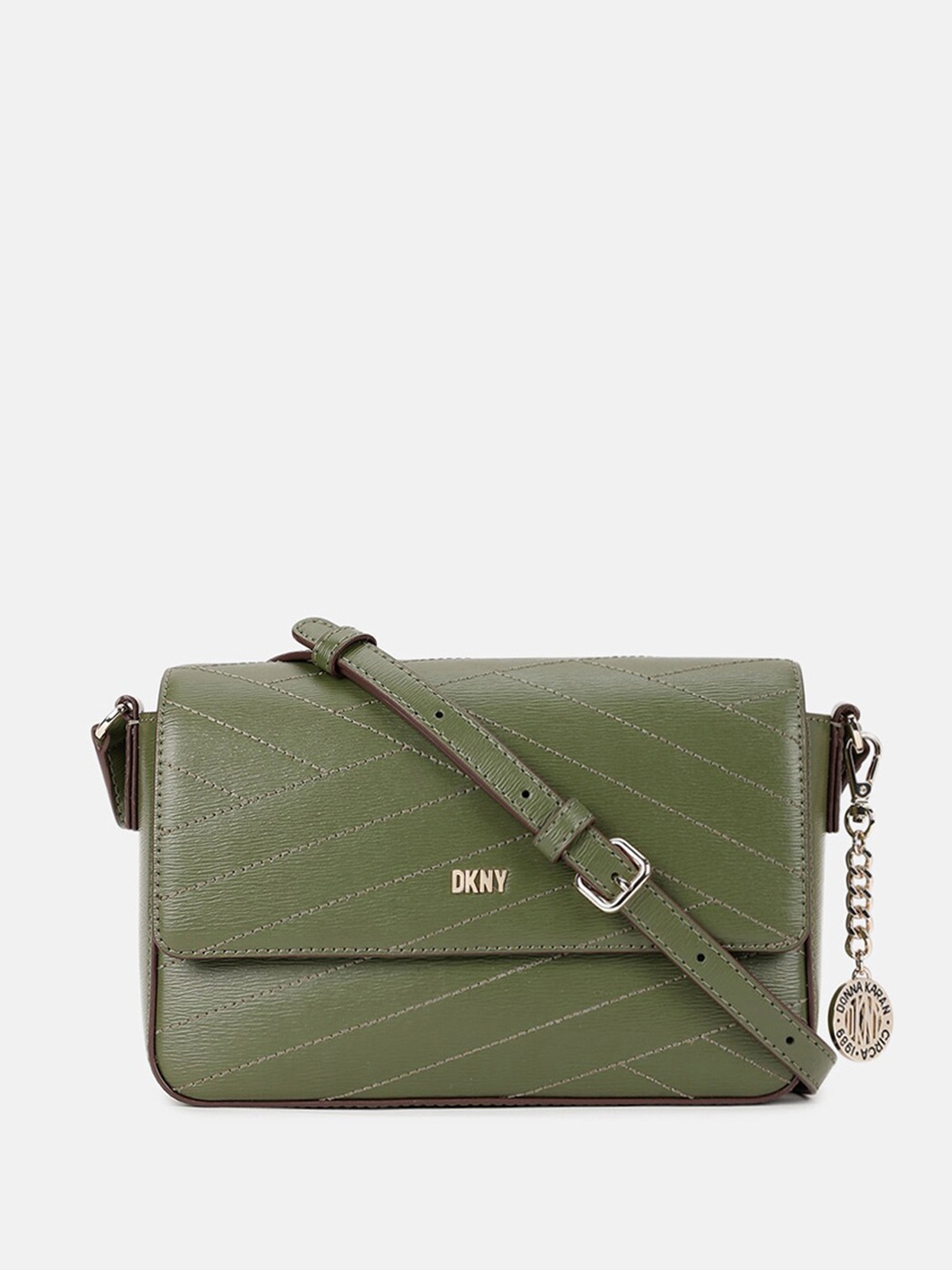 

DKNY Textured Leather Structured Sling Bag, Green