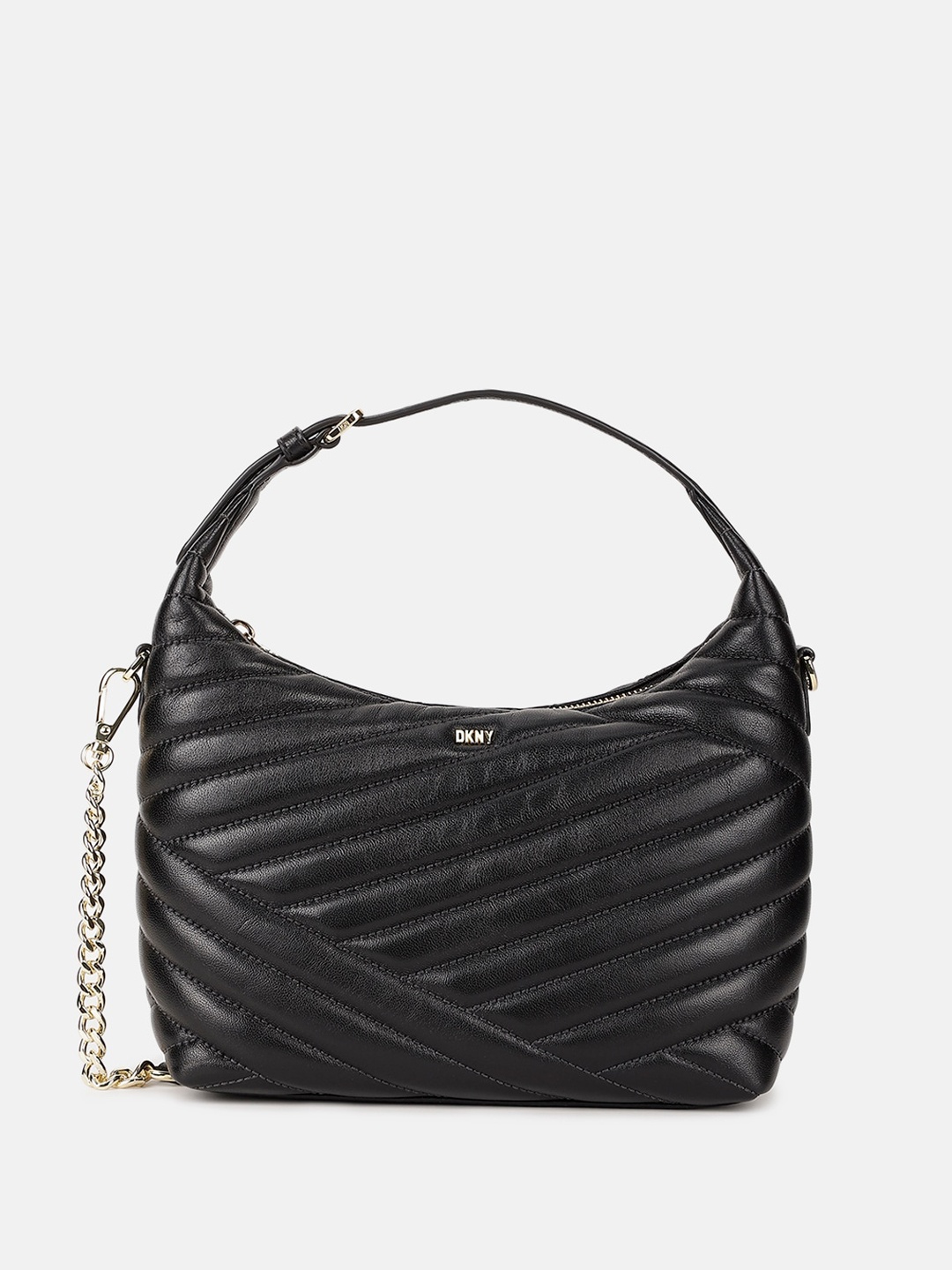 

DKNY Textured Quilted Leather Hobo Bag, Black