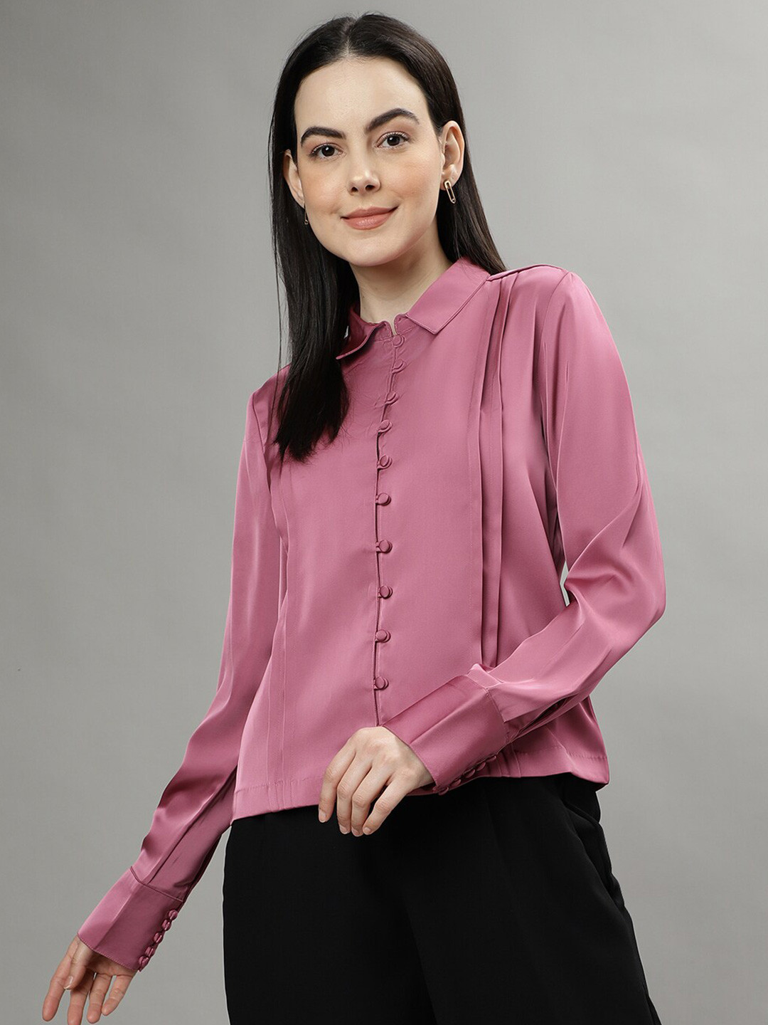 

CENTRESTAGE Long Sleeves Shirt Style Top, Pink