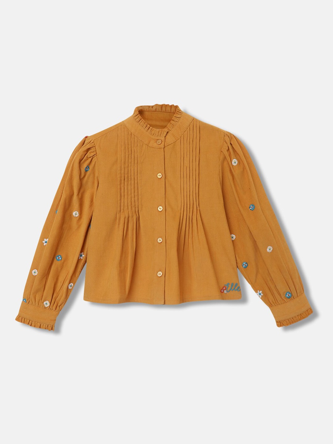 ELLE Pure Cotton Shirt Style Top, Yellow