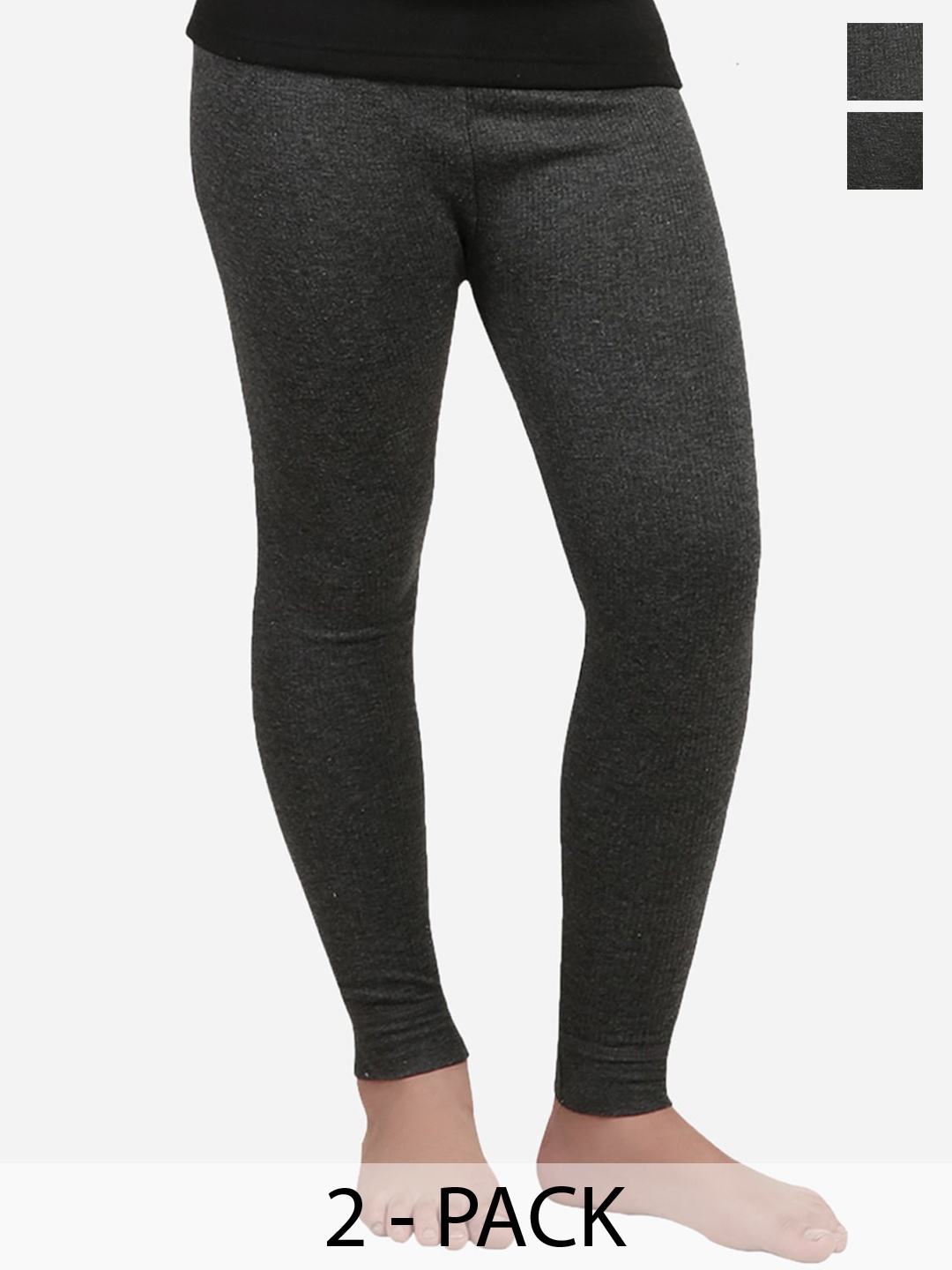 

DYCA Kids Pack Of 2 Cotton Thermal Bottoms, Charcoal