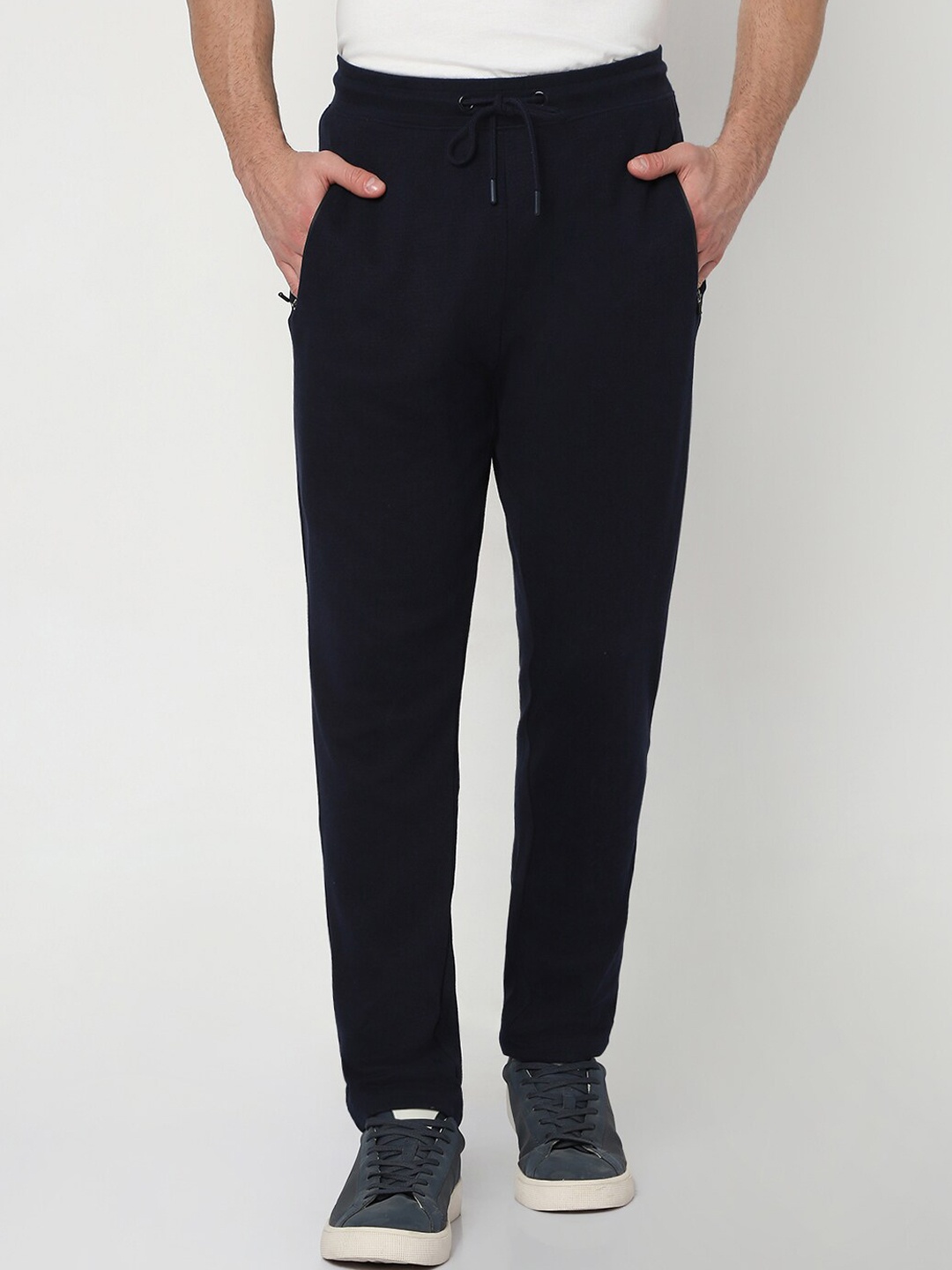 

R&B Men Mid-Rise Cotton Track Pants, Blue