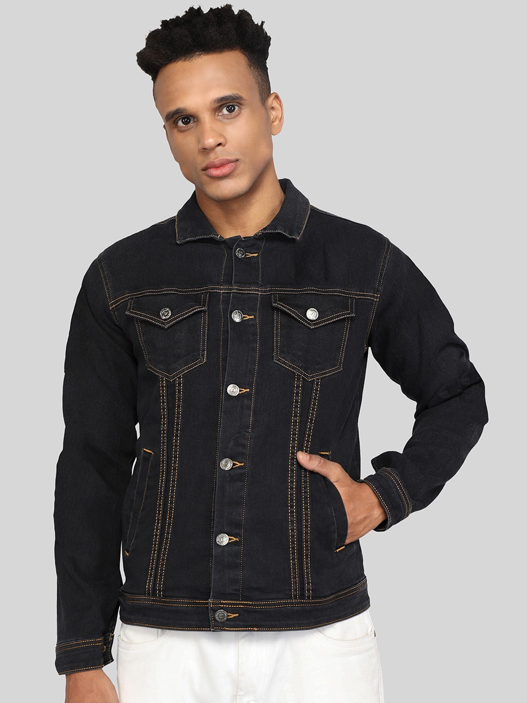 

FTX Spread Collar Denim Jacket, Black