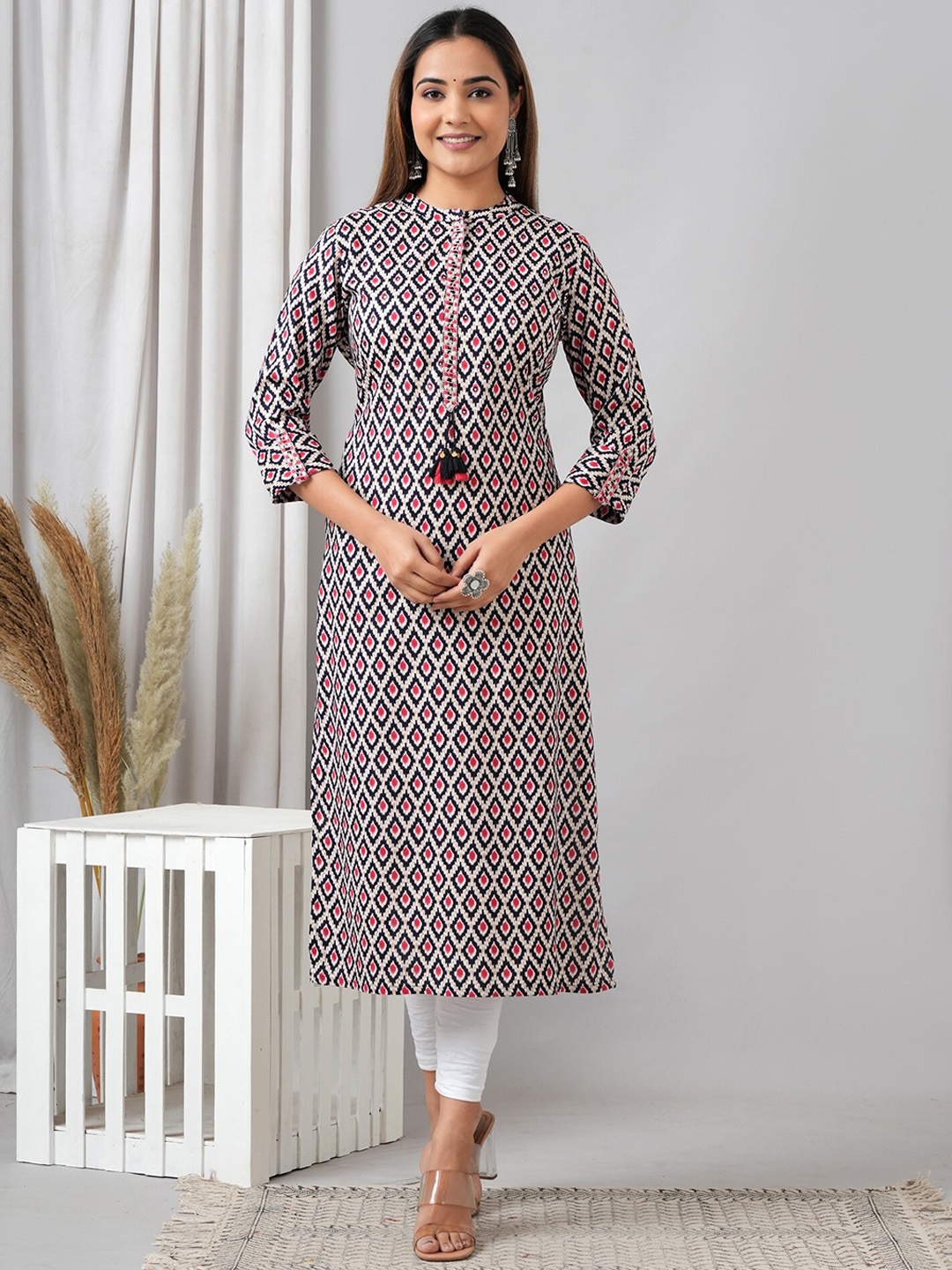 

HERE&NOW Floral Printed Floral Liva Kurta, Blue