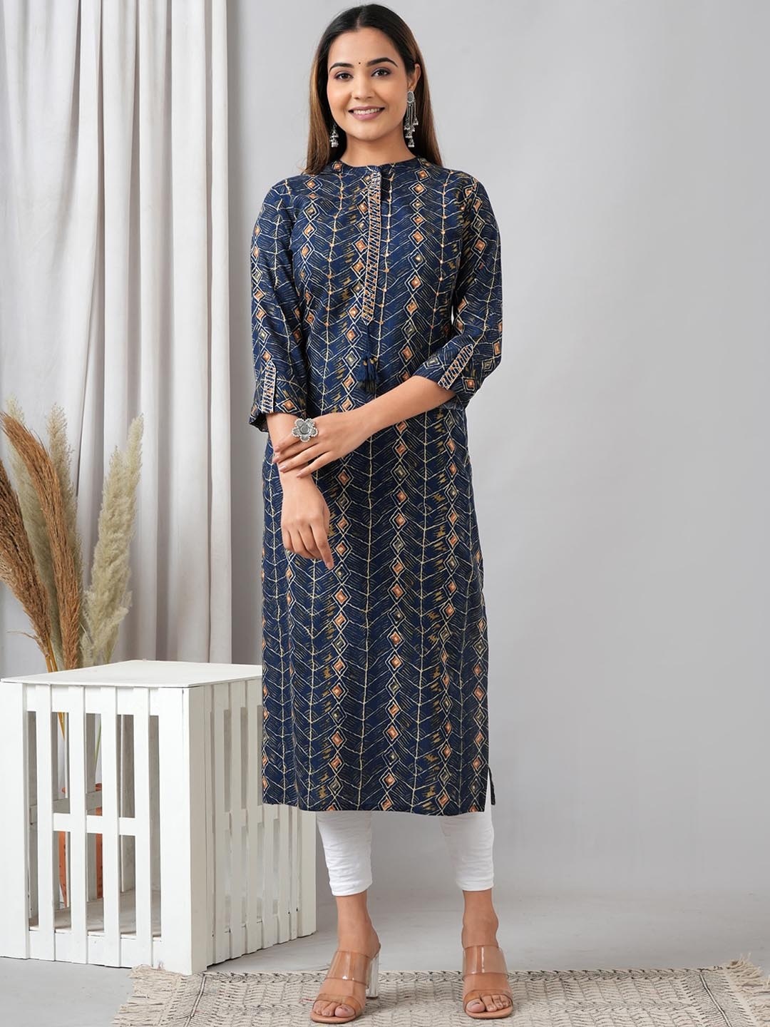 

HERE&NOWFloral Printed Floral Liva Kurta, Blue