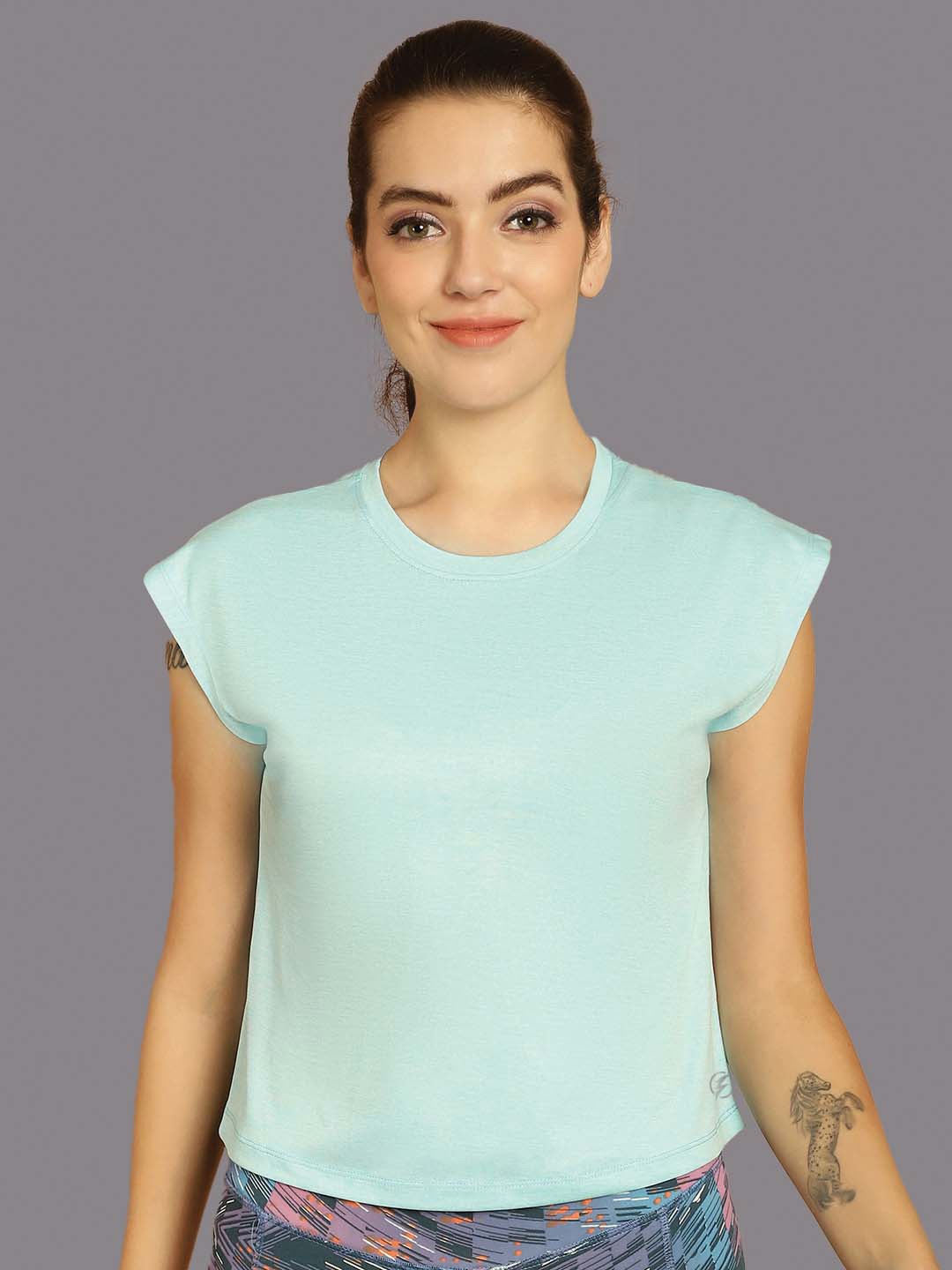 

Friskers Extended Sleeves Crop Top, Turquoise blue