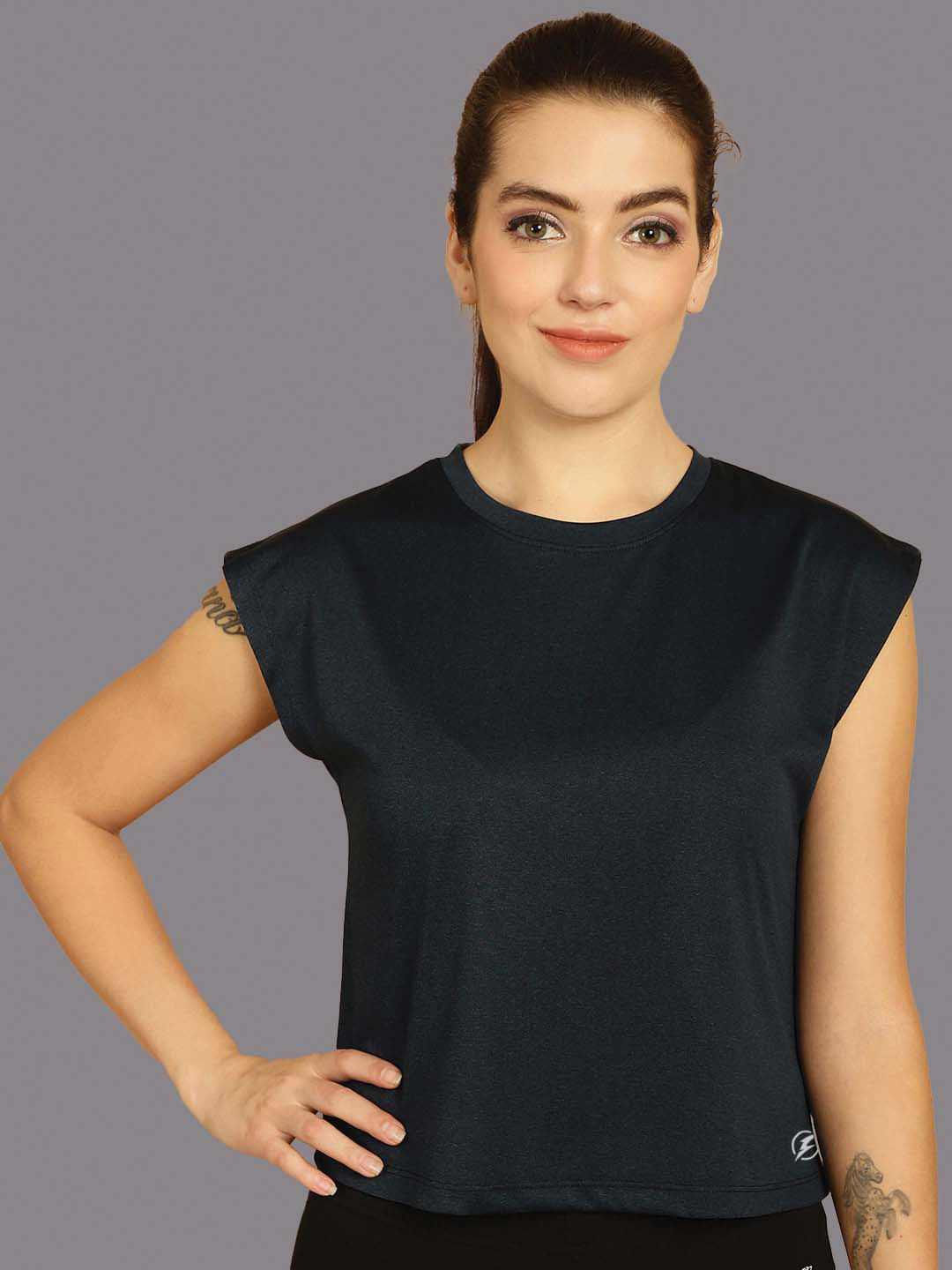 

Friskers Extended Sleeves Crop Top, Navy blue