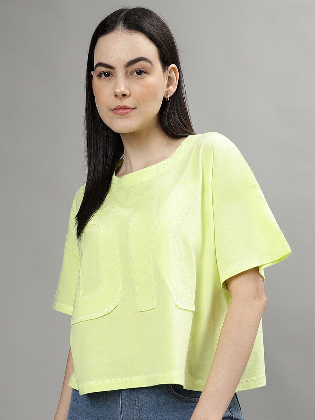 

DKNY Typography Printed Pure Cotton T-shirt, Green