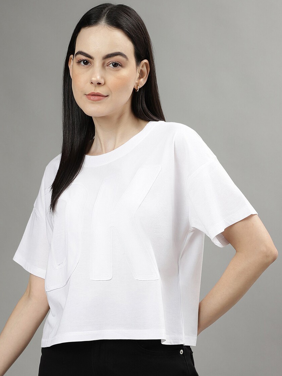 

DKNY Typography Printed Pure Cotton T-shirt, White