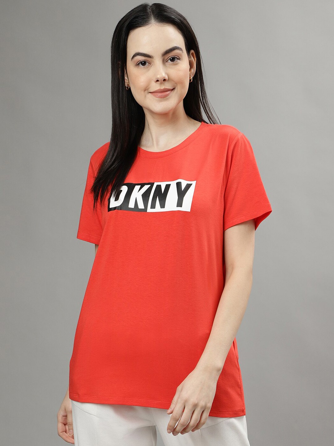 

DKNY Typography Printed Round Neck T-shirt, Red
