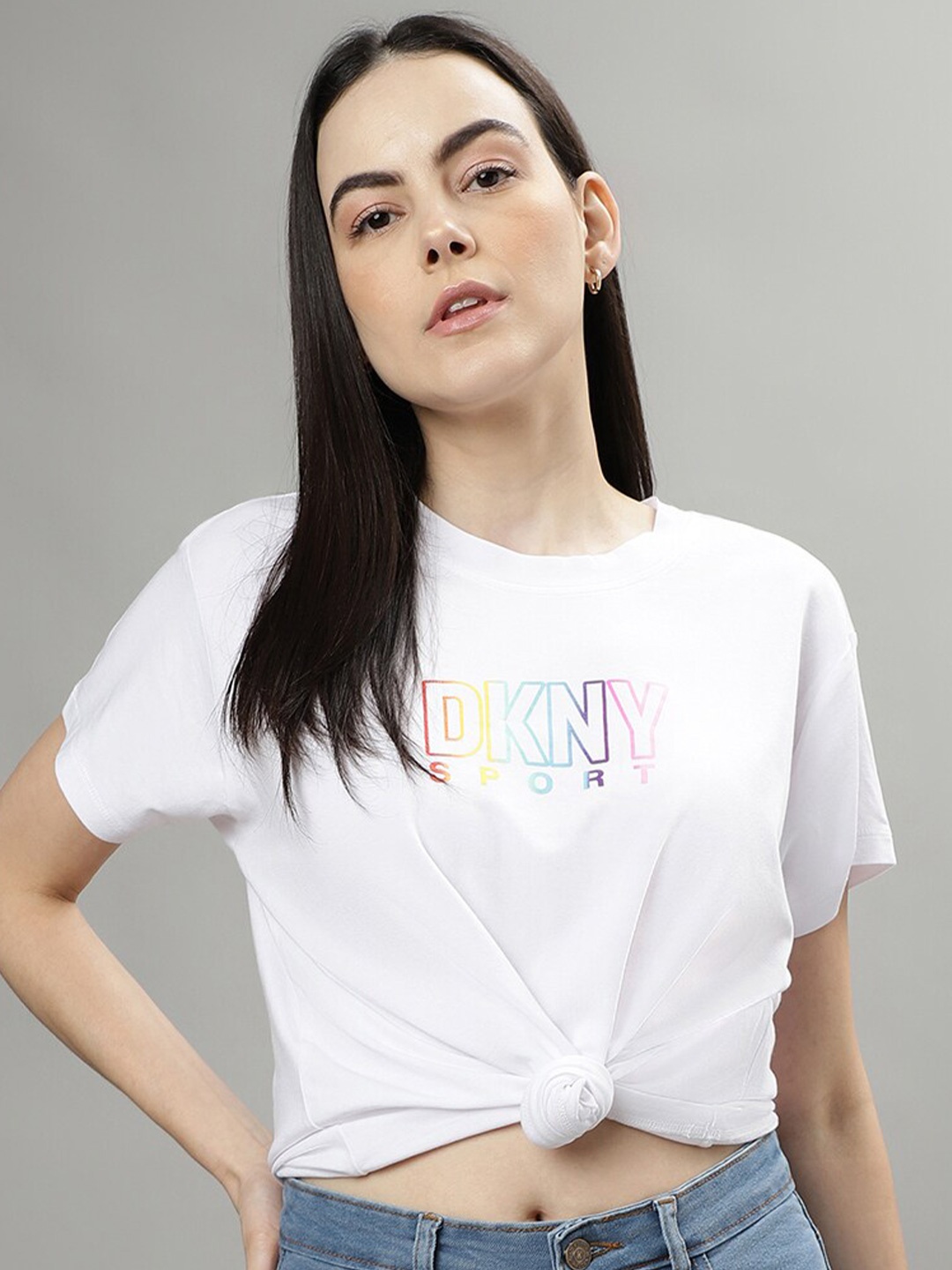 

DKNY Typography Printed Round Neck T-shirt, White