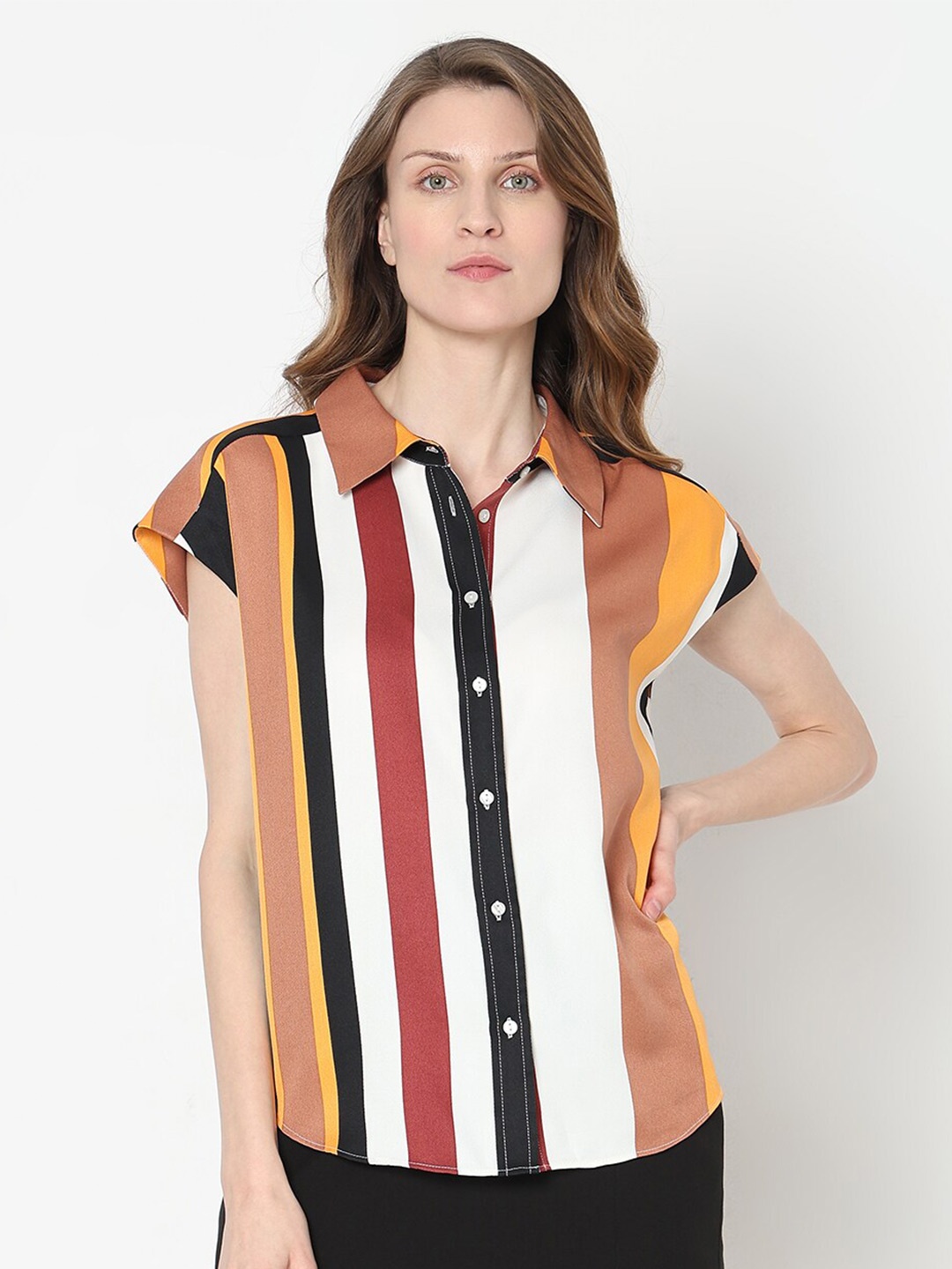 

Vero Moda Striped Extended Sleeves Top, Brown