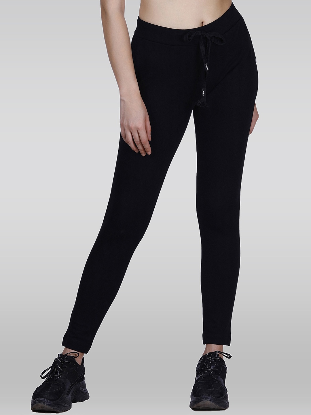 

LAASA SPORTS Women Slim Fit Four-Way Stretch Cotton Sports Tights, Black