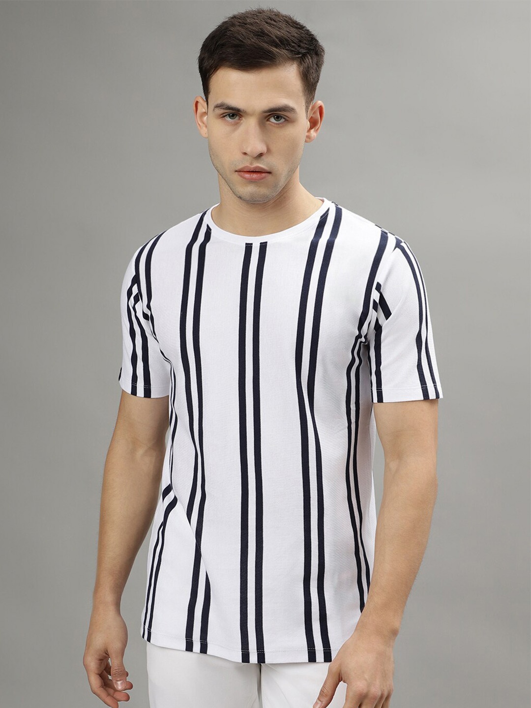 

LINDBERGH Striped Pure Cotton T-shirt, White