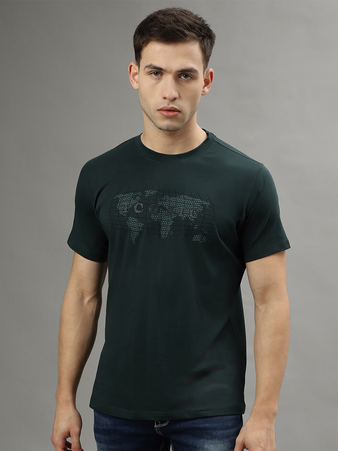 

Iconic Graphic Printed Round Neck T-shirt, Green