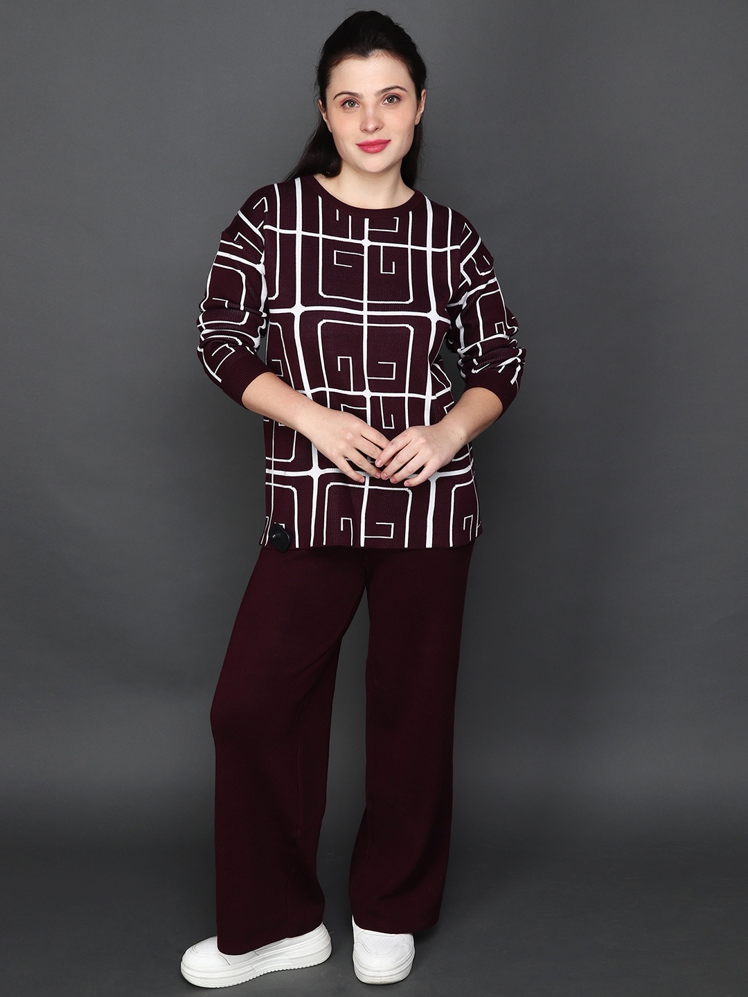 

Steele Geometric Printed Sweater & Trousers, Purple