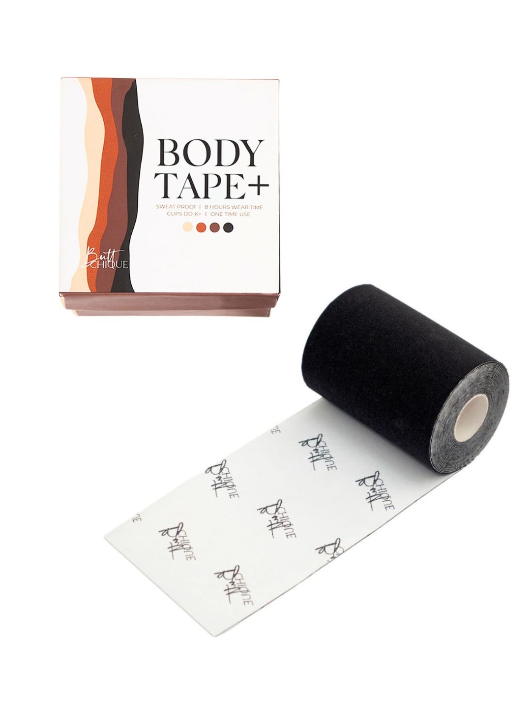

Butt-Chique Women Plus Size Cotton Sweat Proof Adhesive Body Tape, Black