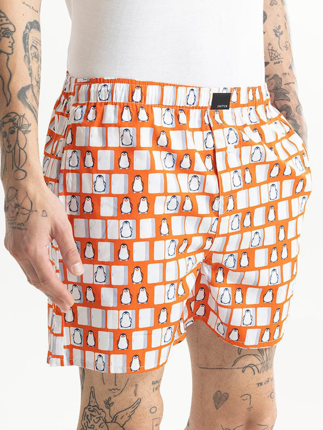 

Snitch Men Printed Cotton Boxers, White