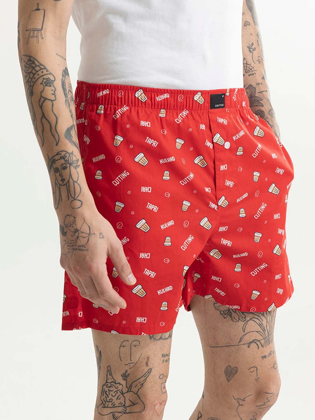 

Snitch Men white Printed Cotton Boxers 4MSBX9225-02-S