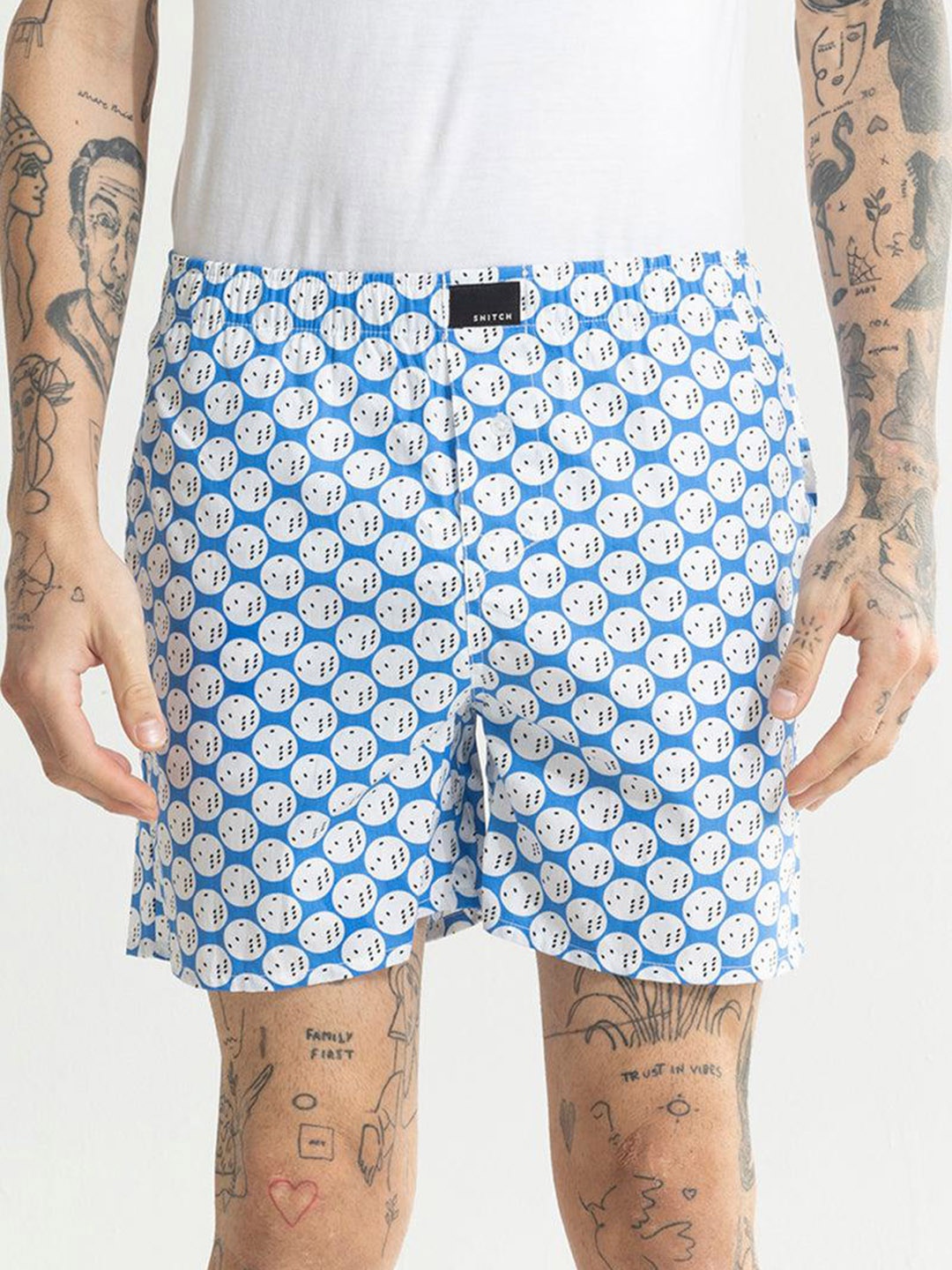

Snitch Men Printed Cotton Boxers, White