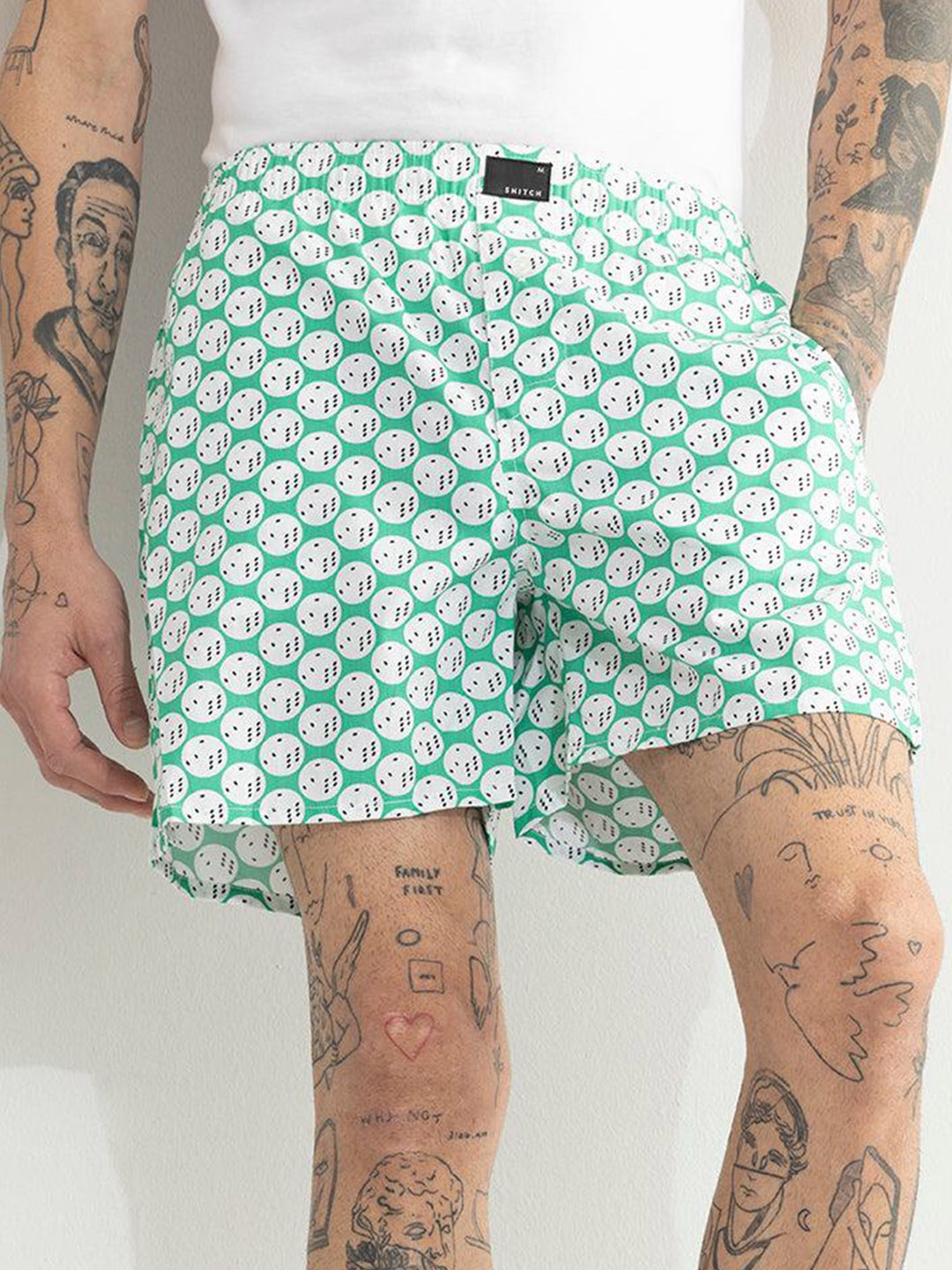 

Snitch Men Printed Cotton Boxers 4MSBX9219-03-S, White