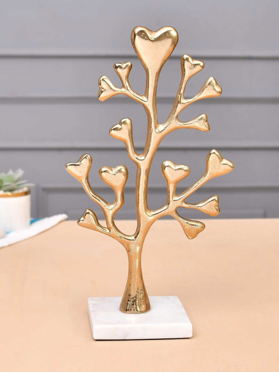 

CraftVatika White & Beige Figurine Metal Tree Showpiece