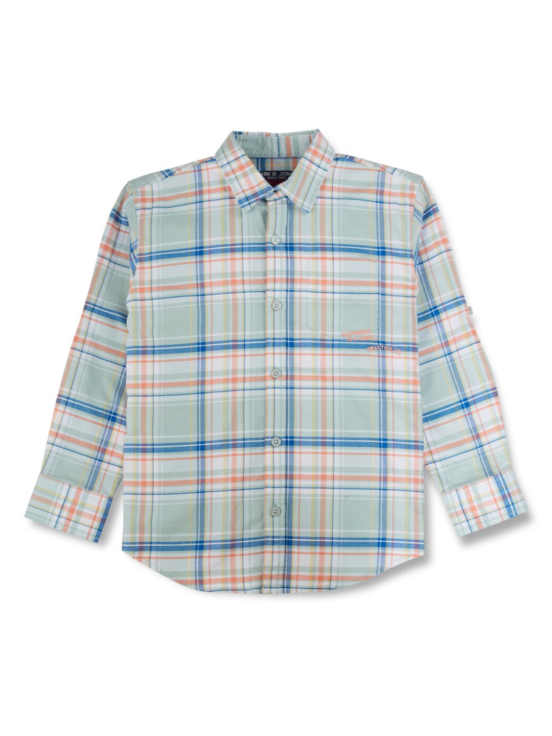 

Gini and Jony Boys Tartan Checks Spread Collar Cotton Casual Shirt, Blue