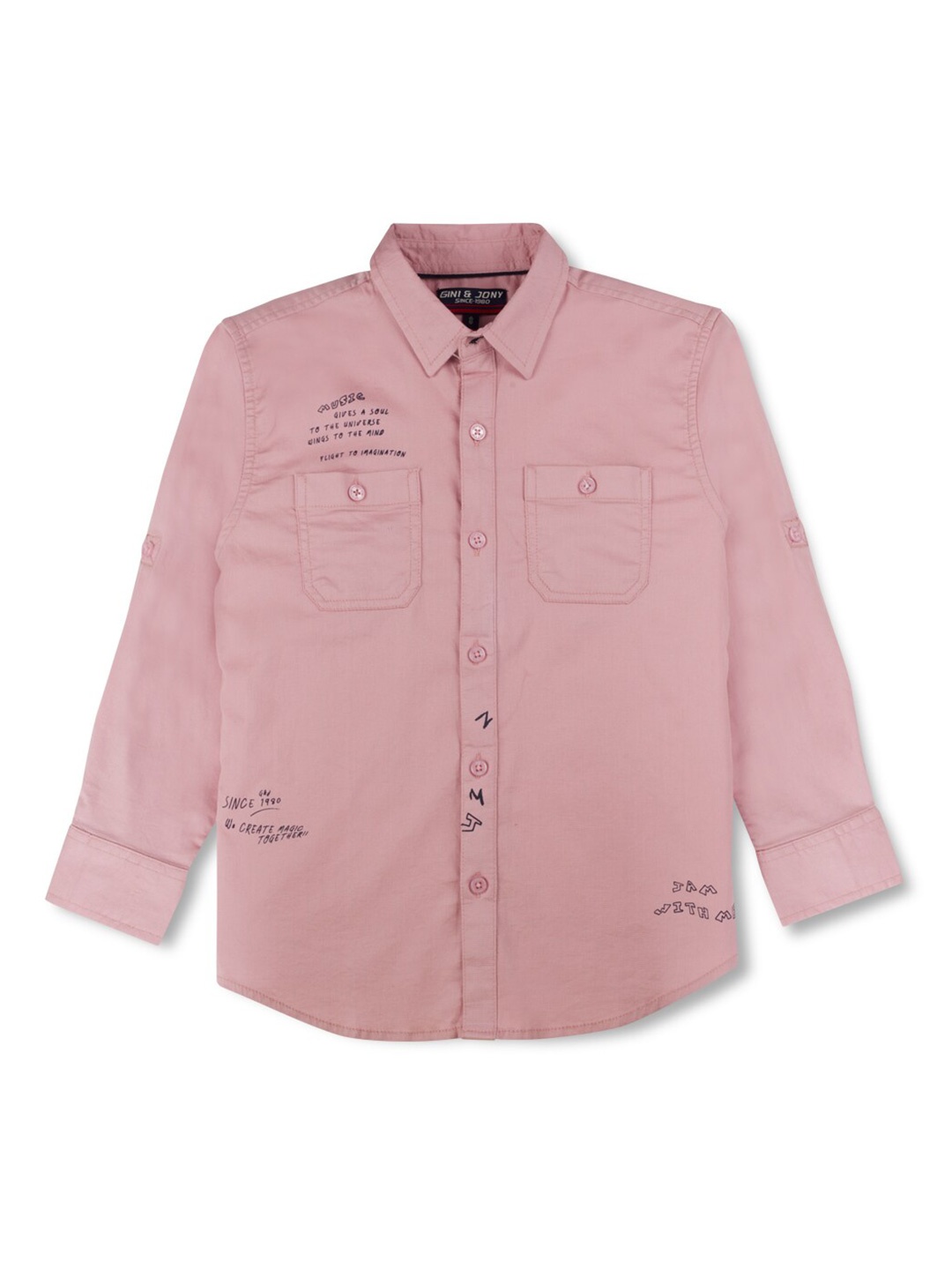 

Gini and Jony Boys Spread Collar Cotton Casual Shirt, Pink