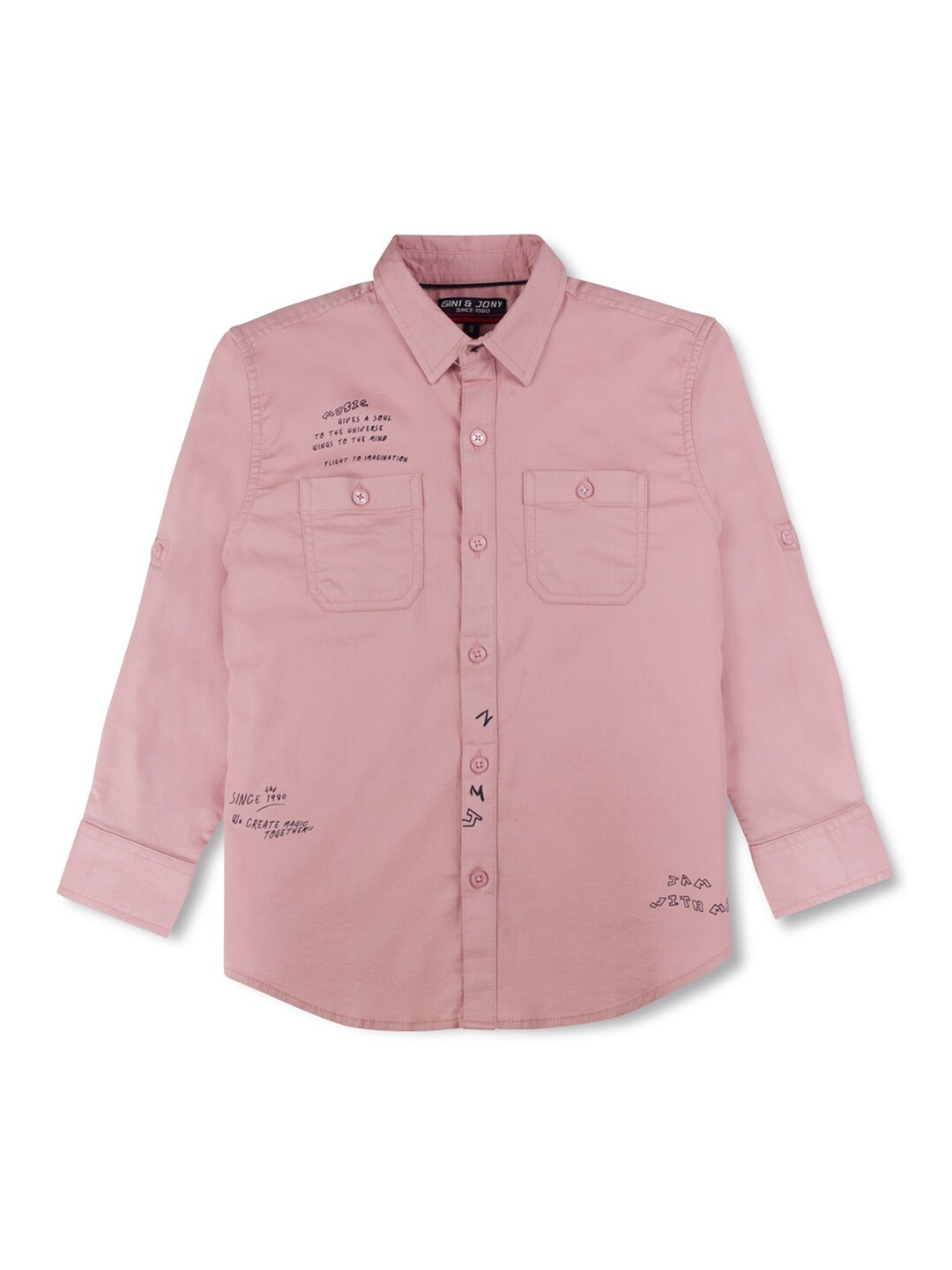 

Gini and Jony Boys Spread Collar Cotton Casual Shirt, Pink