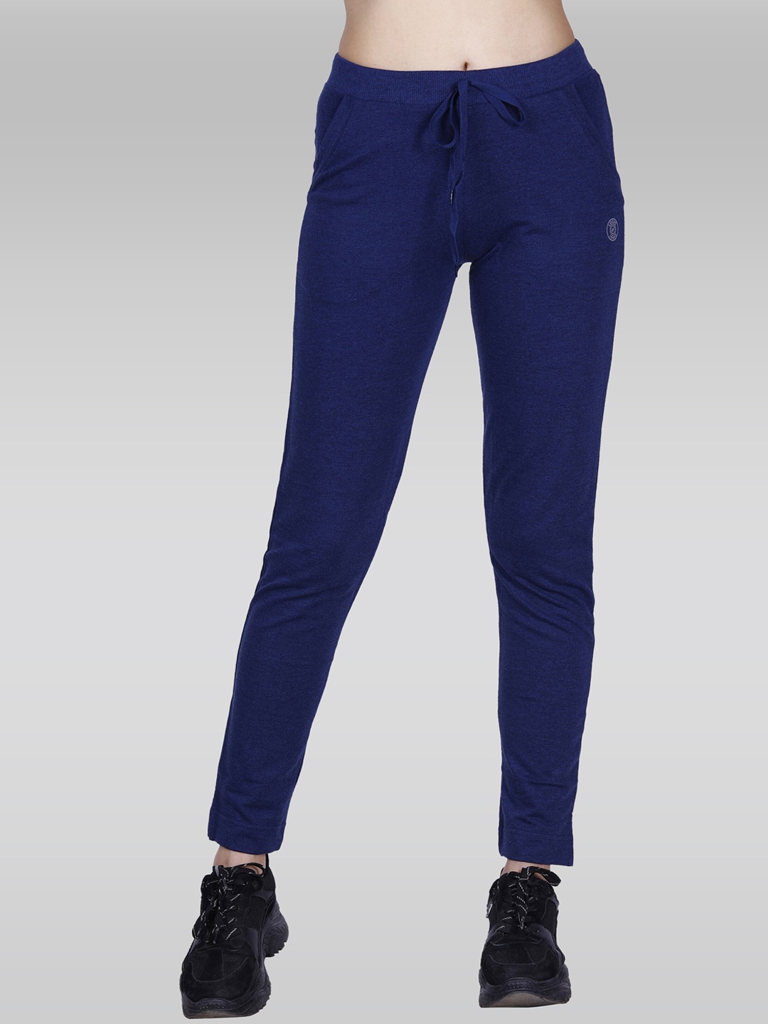 LAASA SPORTS Women Dry Fit Cotton Mid-Rise Track Pants, Blue