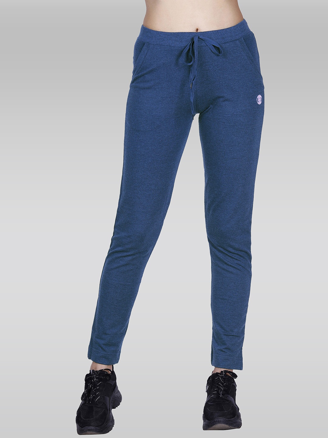 LAASA SPORTS Women Dry Fit Cotton Mid-Rise Track Pants, Blue