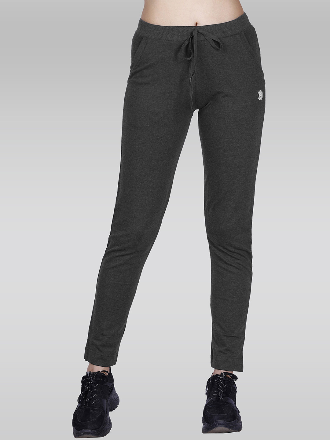 

LAASA SPORTS Women Dry Fit Cotton Mid-Rise Track Pants, Grey