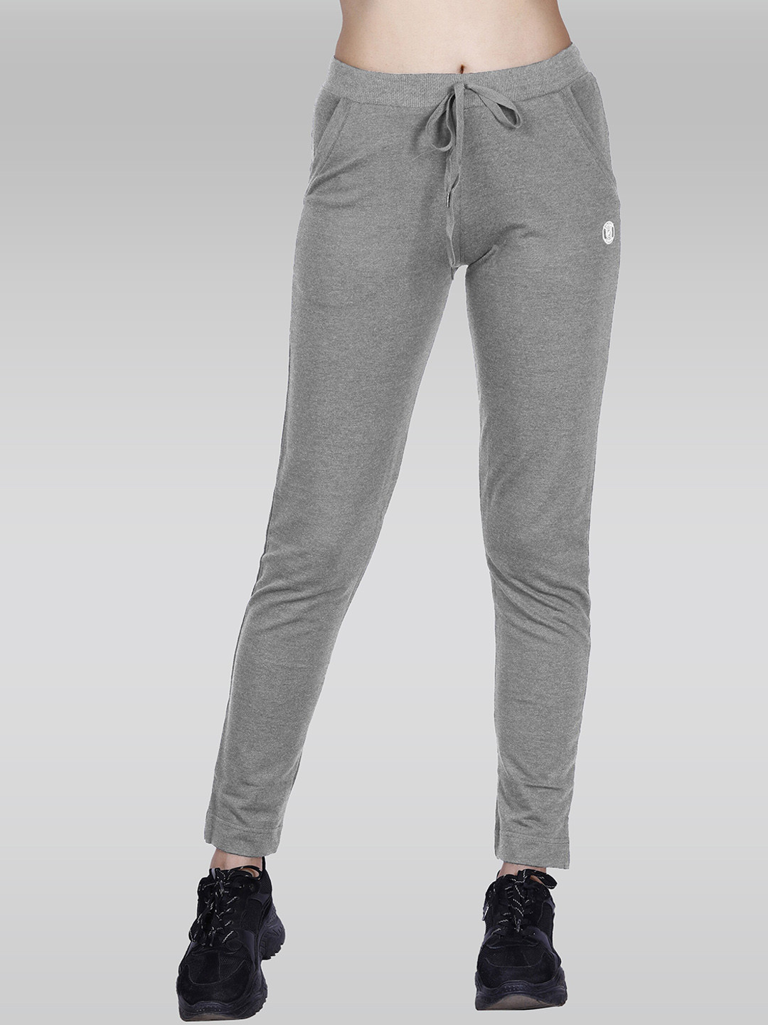 

LAASA SPORTS Women Dry Fit Cotton Mid-Rise Track Pants, Grey