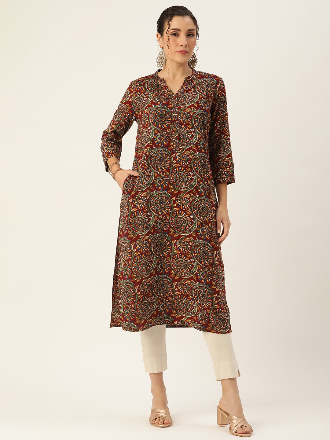 

AMUKTI Women Ethnic Motifs Printed Kurta, Rust